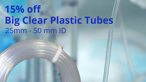 15% off Big Clear Plastic Tubes