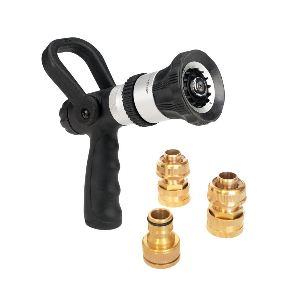4 Pc Brass Lever Action Fire Hose Fitting Set 18mm ConnXWtor Adaptor Nozzle DD